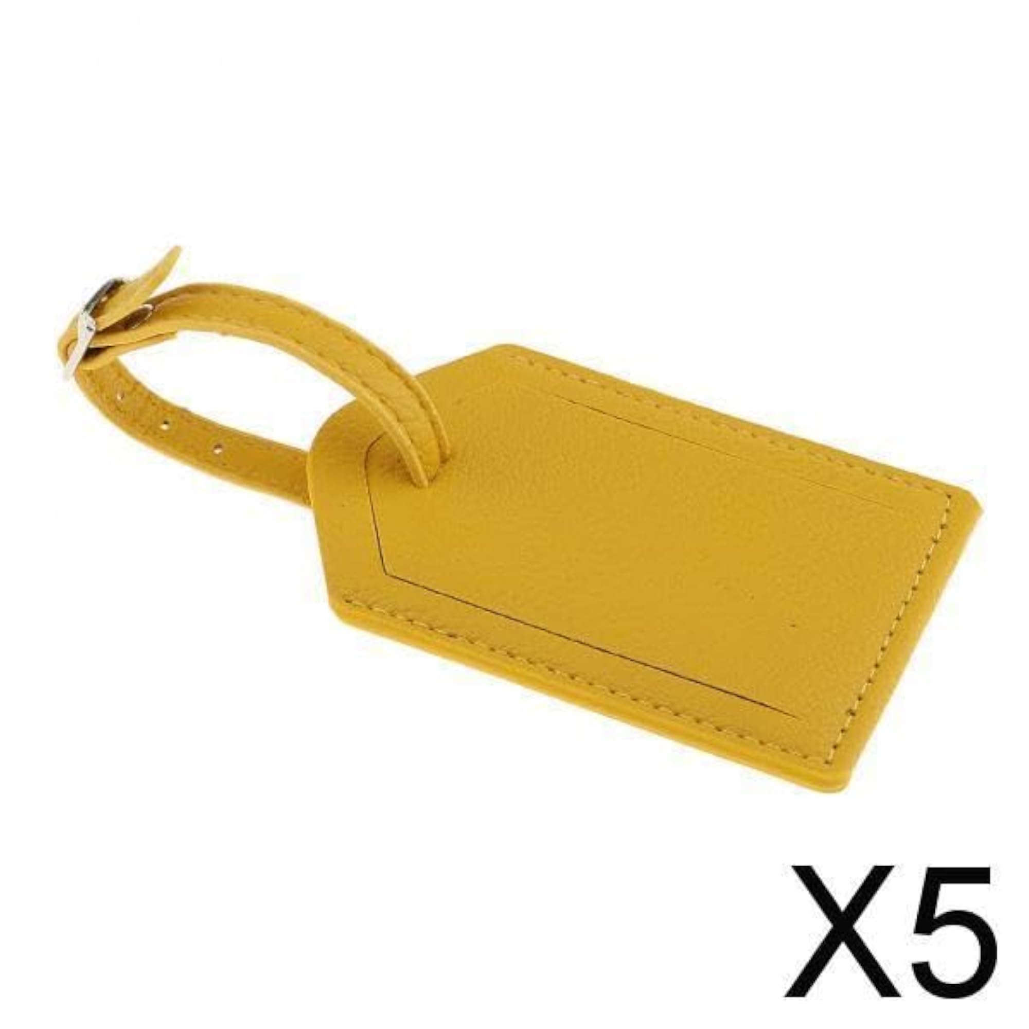 PU Leather Luggage Tag Set, 5x ID Labels, Yellow